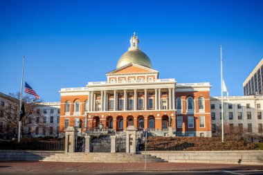 Massachusetts, ABD 'deki Boston manzarası Massachusetts Eyalet Binası' nı gösteriyor.