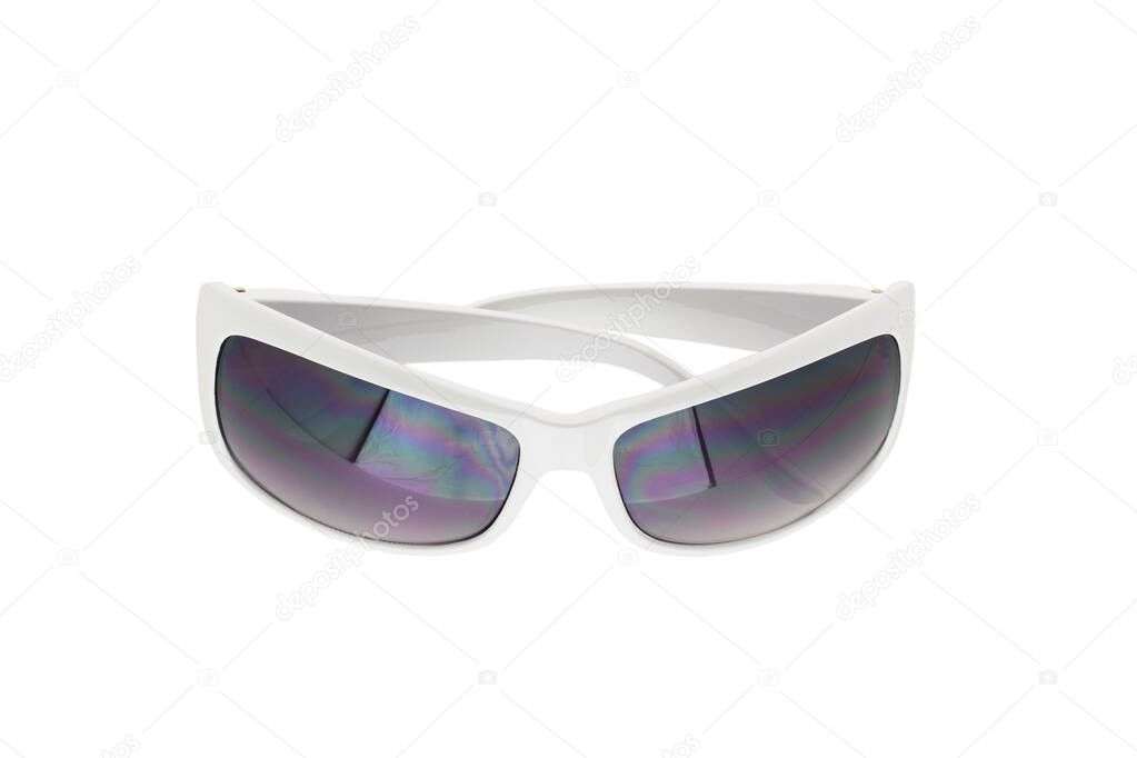 White sunglasses on a white background.