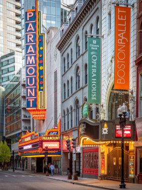 Massachusetts, ABD 'deki Boston Tiyatro Bölgesi manzarası.