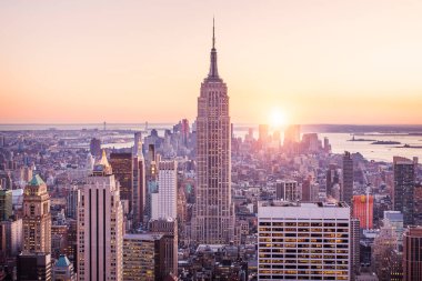 Amerika 'daki New York şehrinin ikonik mimarisinin hava görüntüsü..