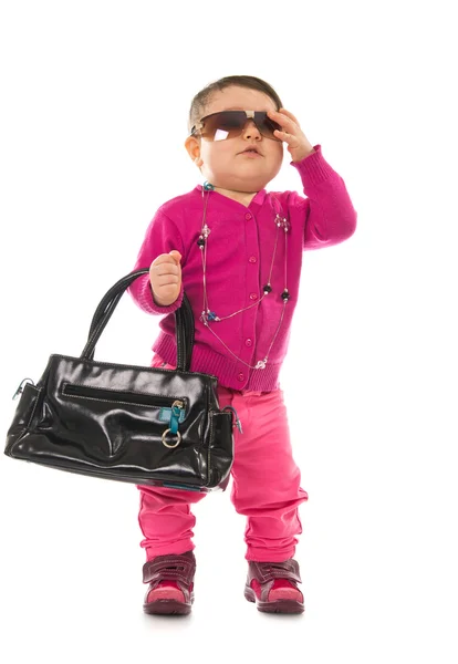 Baby-Mädchen-Modell mit Sonnenbrille — Stockfoto