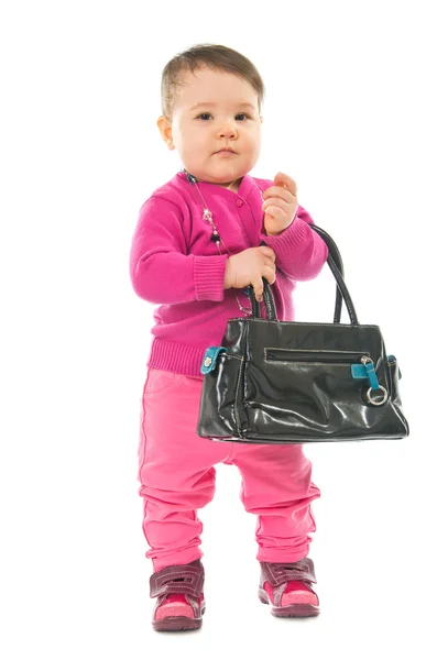 Baby mit Handtasche — Stockfoto