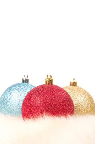 Christmas balls on fur — Stock Photo, Image