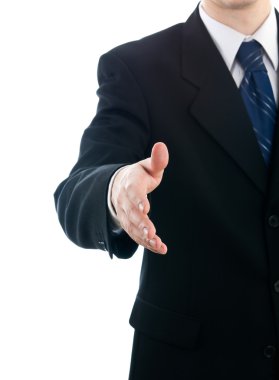 İş adamı el sıkışmak için elini uzatıyor