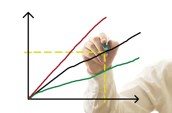 Geschäftsmann zeichnet Diagramm — Stockfoto