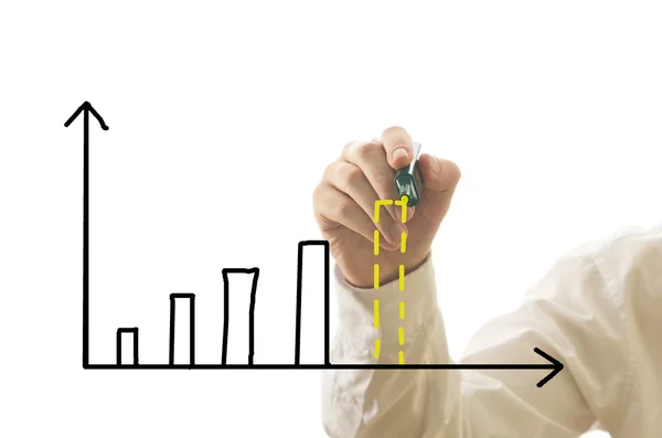 Gráfico de barras de dibujo del empresario —  Fotos de Stock