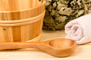 Sauna kaşık, kepçe ve havlu