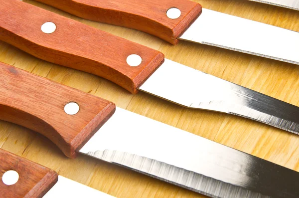 Cuchillos Kithen con mango de madera — Foto de Stock