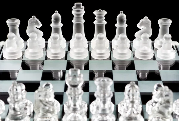 Glas schackpjäser — Stockfoto