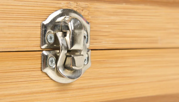 Lock on wooden box — Stock Photo, Image