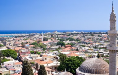 Rodos eski şehrin panoramik manzaralı