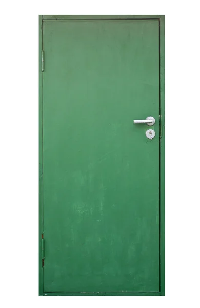 Green door isolated on white — стоковое фото