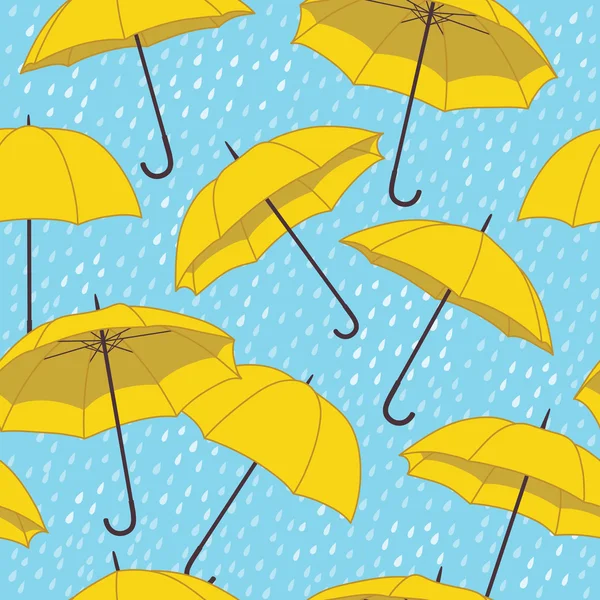 Pattern with yellow umbrellas — Stock Vector