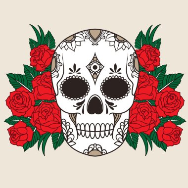 kafatası ile kırmızı gül