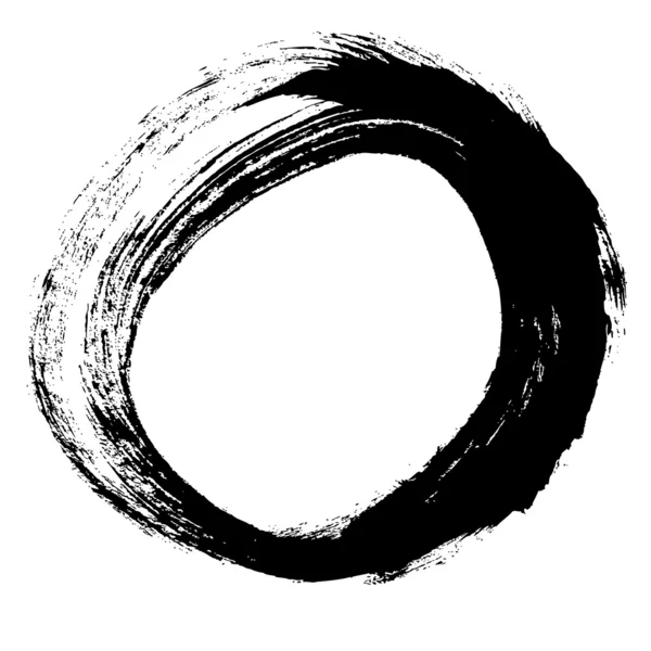 Zwarte penseelstreek in de vorm van een cirkel — Stockvector