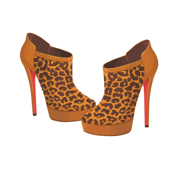 Belle scarpe vettoriali leopardo — Vettoriale Stock
