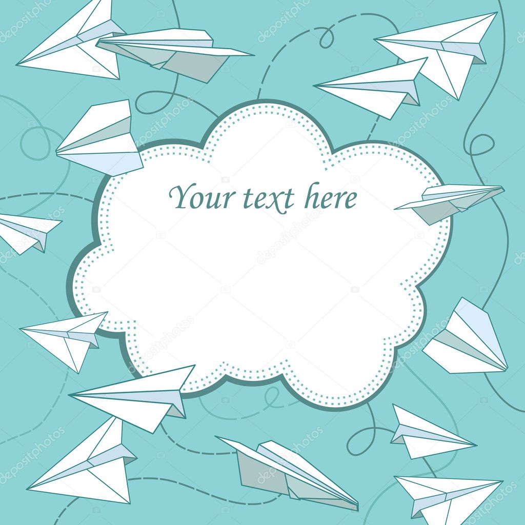 Vector frame with paper planes
