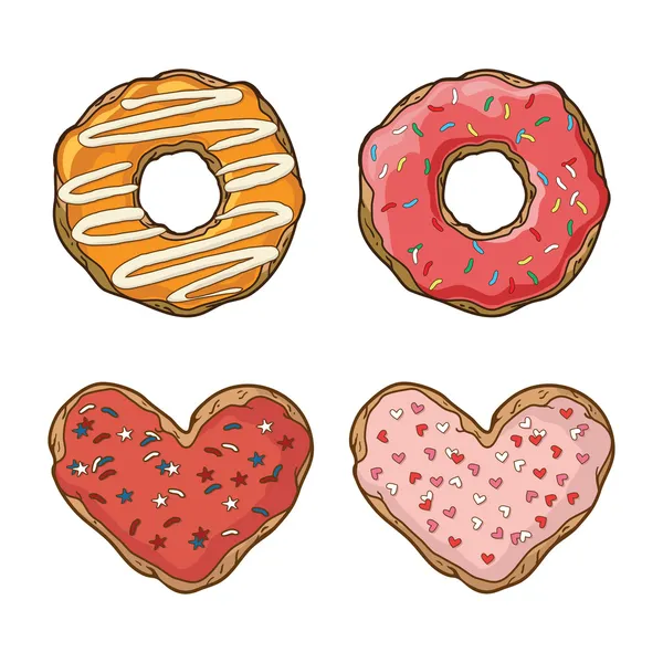 Set con galletas y rosquillas — Vector de stock