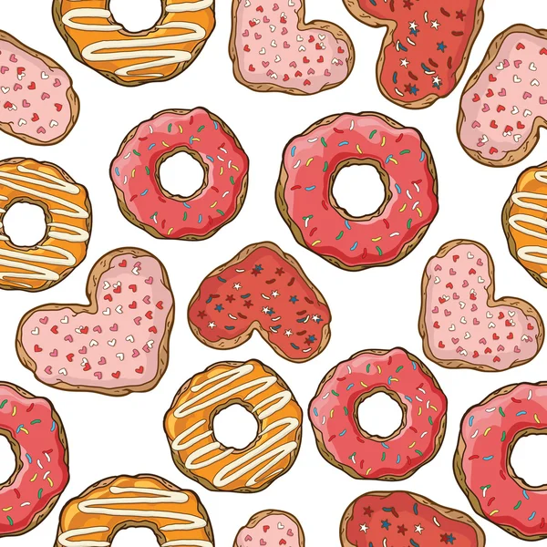 Pattern with donuts and cookies — Stock Vector