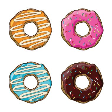 Coloured donuts vector set clipart