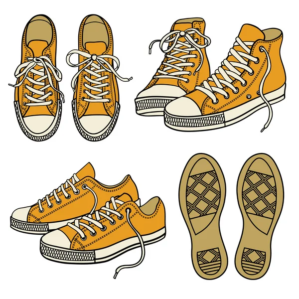 Állítsa be a sárga cipők — Stock Vector