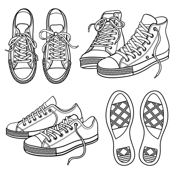 Set with sneakers — Stock Vector