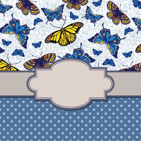 Vector vintage frame with butterflies — Stock Vector