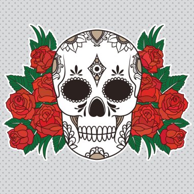 kafatası ile kırmızı gül