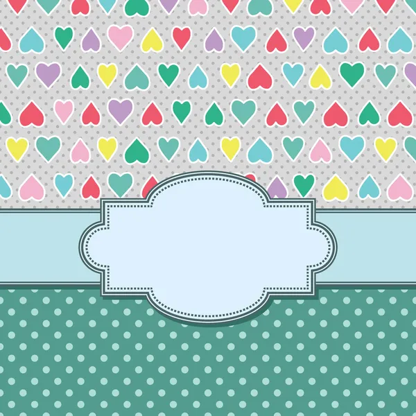 Vintage vector frame with hearts — Stock Vector
