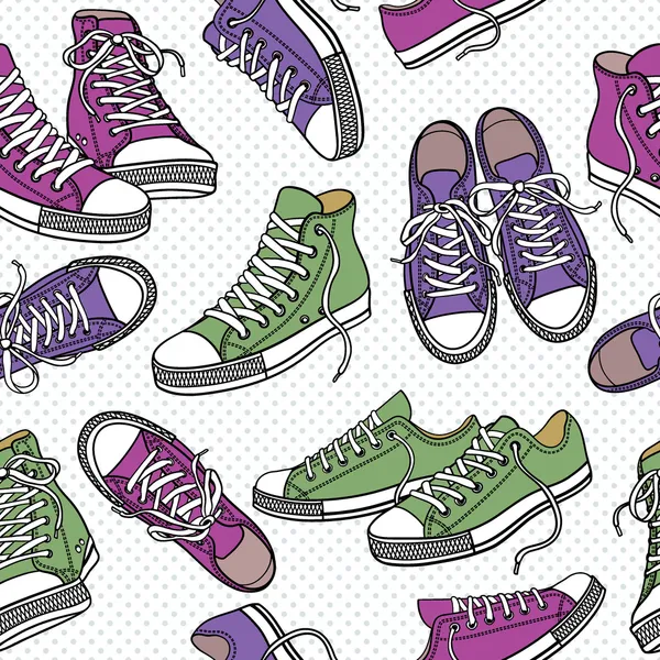 Pattern with sneakers — Stock Vector