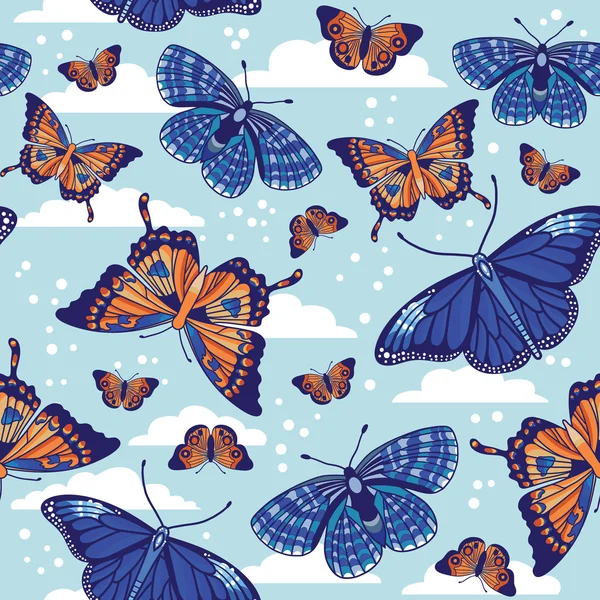 Patrón con mariposas — Vector de stock