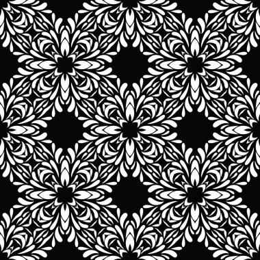 siyah vintage çiçek deseni