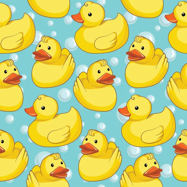 Pattern with yellow ducks — Stock Vector