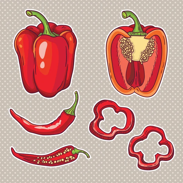 Conjunto de pimentos — Vetor de Stock