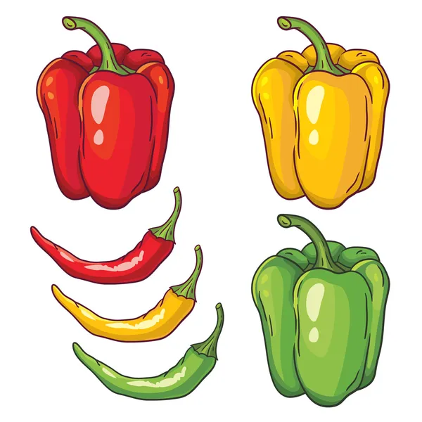 Peppers set — Stock Vector