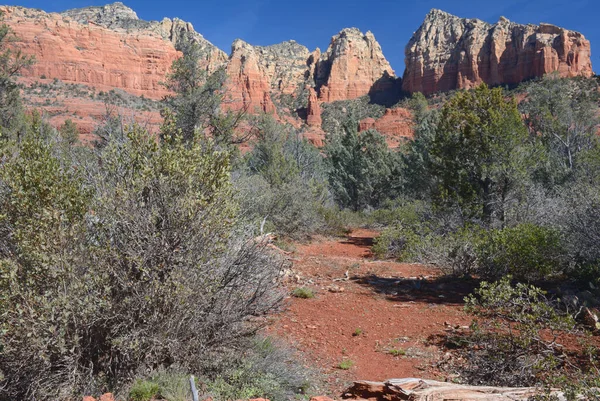 Colorful Red Rock Escarpments Viewed Jim Thompson Trail Head Rural — Fotografia de Stock