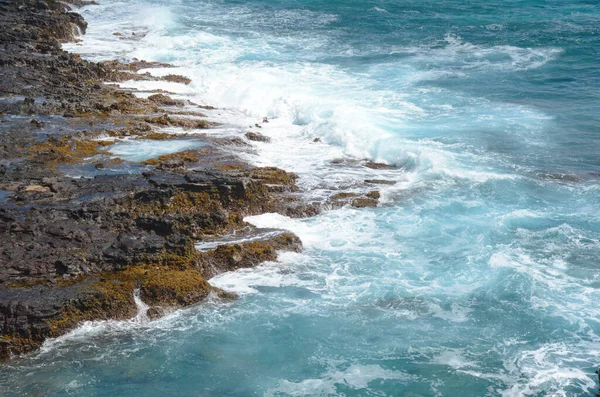 Vista Dinâmica Pacífico Partir Mirante Halona Blowhole Oceano Único Com — Fotografia de Stock