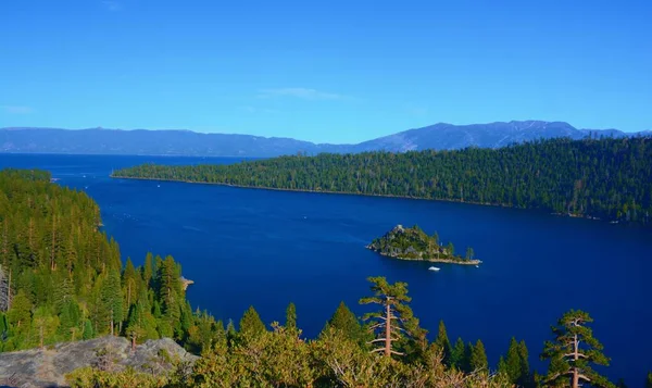 Panoramic Scenic Vista Emerald Bay Fannette Island Lake Tahoe Basin — Foto Stock