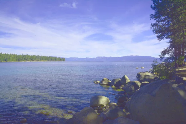 Seasonal Panoramic Vista Meeks Bay Lake Tahoe California Shoreline — Stock Photo, Image