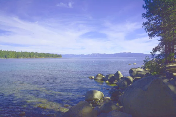 Vue Panoramique Saisonnière Sur Baie Meeks Lac Tahoe Sur Rivage — Photo