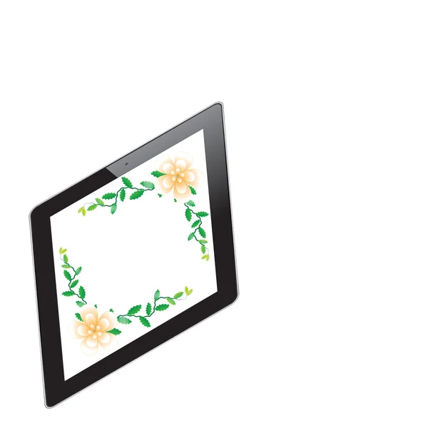 Flower of frame on tablet — Stock Photo, Image