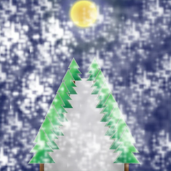 Akşam arka plan karede Noel ağacı — Stok fotoğraf