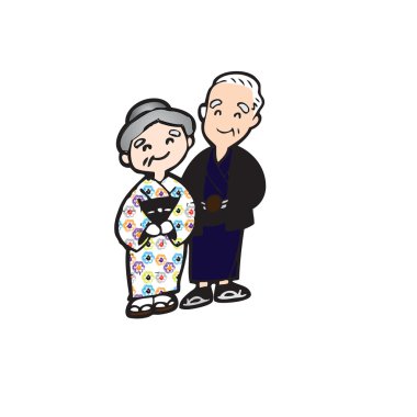 Beyaz arka plan karede mutlu yaşlı çift