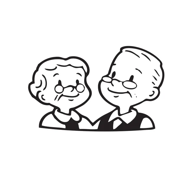 Feliz velho casal de moldura no fundo branco —  Vetores de Stock