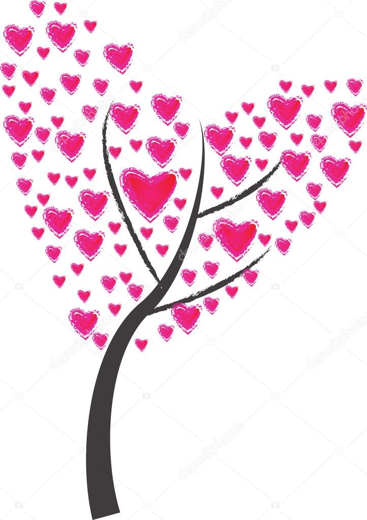 Tree of heart of frame on white background