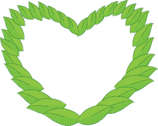 Heart with Leaf — Stock Vector