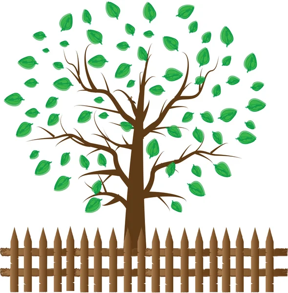 Árbol del corazón con hoja de corazón — Vector de stock