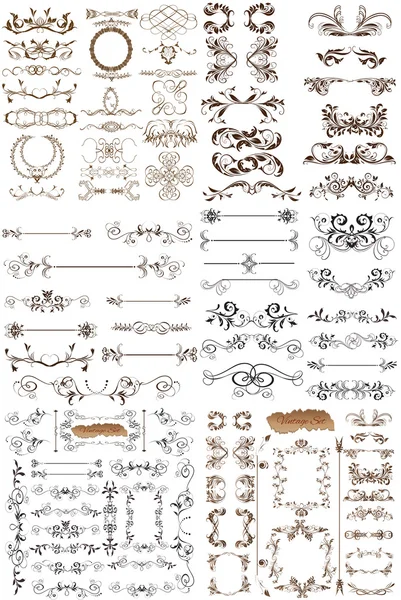 Vector set of calligraphic elements for design. Calligraphic vec — Stock Vector
