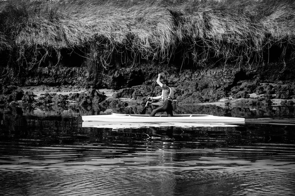 Pontevedra Spain February 2021 Adolescents Belonging Canoeing Club Practicing Sports — стокове фото