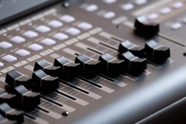 Detail Slide Potentiometers Sound Mixing Console — Stock Photo, Image